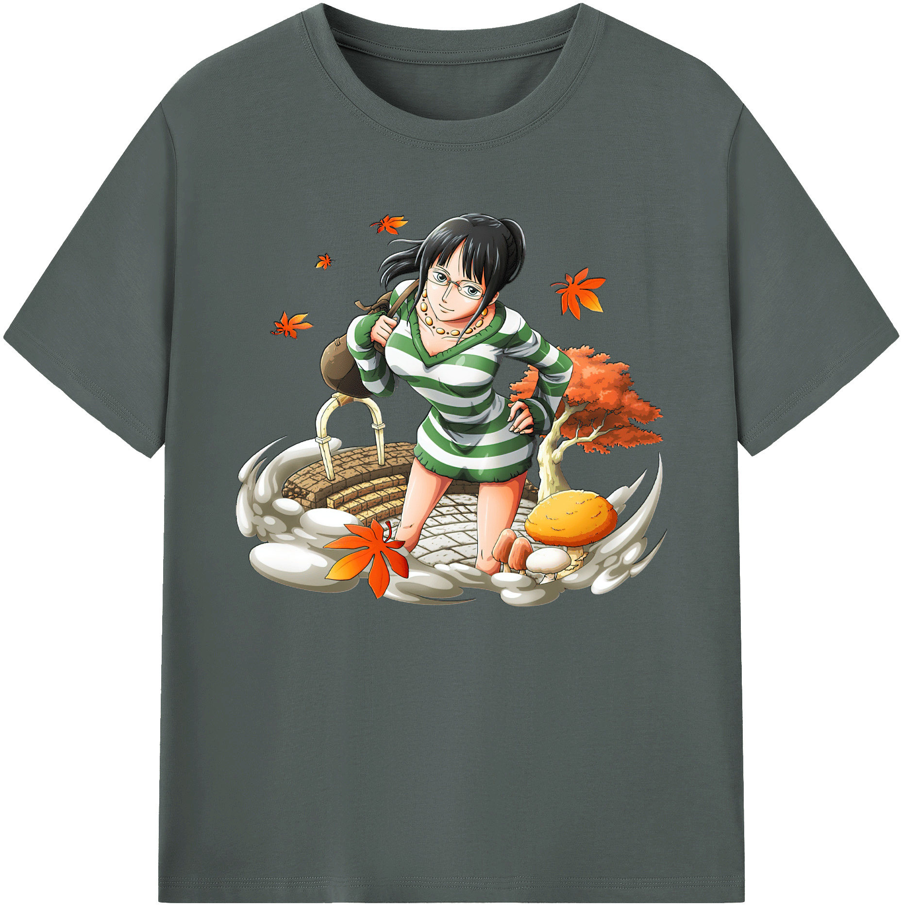 ワンピース ニコ・ロビン ONE PIECE Nico Robin 綿100％ メンズ半袖Tシャツ｜肌触りやわらか＆通気性